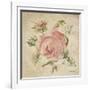 Pale Pink Rose on Antique Linen Light-Cheri Blum-Framed Art Print