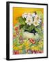 Pale Primrose in a Pot with Spring-Flowered Textile, 2000-Joan Thewsey-Framed Giclee Print