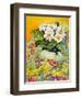 Pale Primrose in a Pot with Spring-Flowered Textile, 2000-Joan Thewsey-Framed Giclee Print