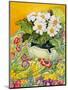Pale Primrose in a Pot with Spring-Flowered Textile, 2000-Joan Thewsey-Mounted Giclee Print