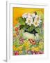 Pale Primrose in a Pot with Spring-Flowered Textile, 2000-Joan Thewsey-Framed Giclee Print