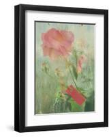 Pale Salmon Pink Rose Against a Window Pane with Heavy Condensation-Woolfitt Adam-Framed Photographic Print