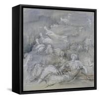 Pale Shelter Scene-Henry Moore-Framed Stretched Canvas