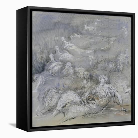 Pale Shelter Scene-Henry Moore-Framed Stretched Canvas