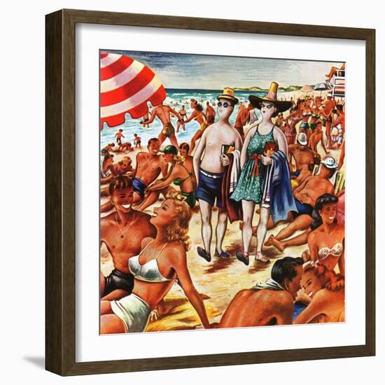 "Palefaces at the Beach," July 27, 1946-Constantin Alajalov-Framed Giclee Print