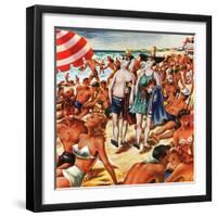 "Palefaces at the Beach," July 27, 1946-Constantin Alajalov-Framed Giclee Print