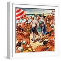 "Palefaces at the Beach," July 27, 1946-Constantin Alajalov-Framed Giclee Print