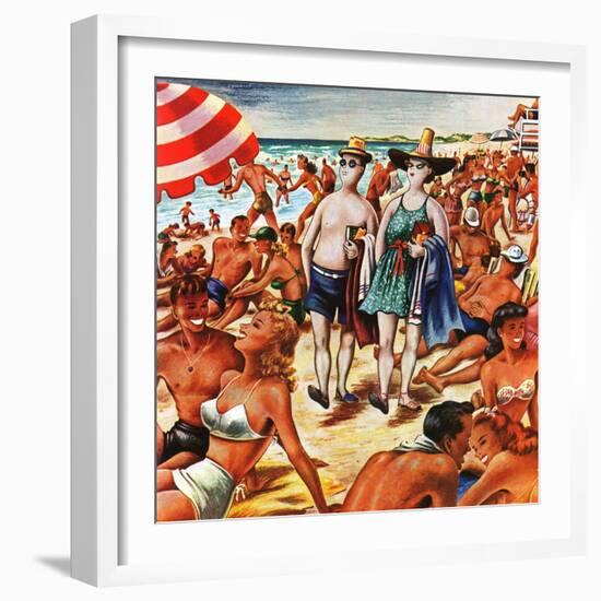 "Palefaces at the Beach," July 27, 1946-Constantin Alajalov-Framed Giclee Print