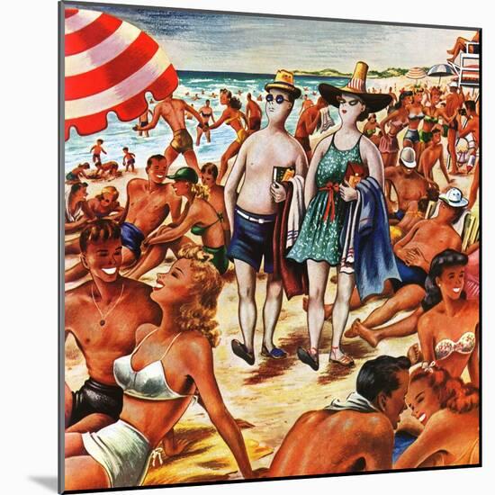 "Palefaces at the Beach," July 27, 1946-Constantin Alajalov-Mounted Giclee Print