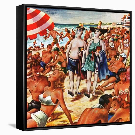 "Palefaces at the Beach," July 27, 1946-Constantin Alajalov-Framed Stretched Canvas