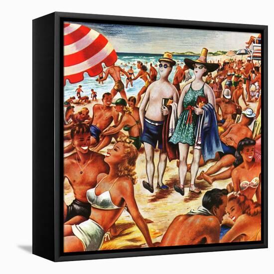 "Palefaces at the Beach," July 27, 1946-Constantin Alajalov-Framed Stretched Canvas