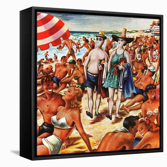 "Palefaces at the Beach," July 27, 1946-Constantin Alajalov-Framed Stretched Canvas