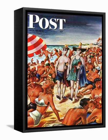 "Palefaces at the Beach," Saturday Evening Post Cover, July 27, 1946-Constantin Alajalov-Framed Stretched Canvas