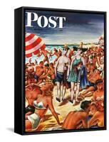 "Palefaces at the Beach," Saturday Evening Post Cover, July 27, 1946-Constantin Alajalov-Framed Stretched Canvas