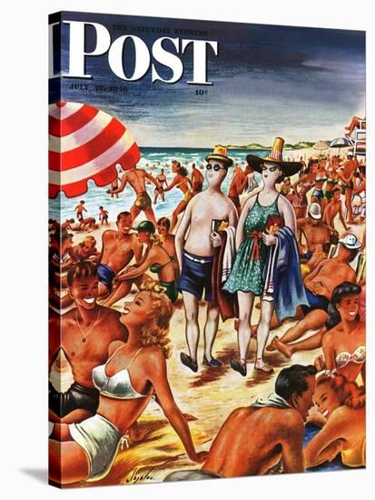 "Palefaces at the Beach," Saturday Evening Post Cover, July 27, 1946-Constantin Alajalov-Stretched Canvas