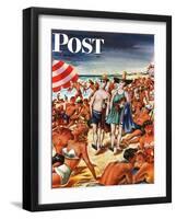 "Palefaces at the Beach," Saturday Evening Post Cover, July 27, 1946-Constantin Alajalov-Framed Giclee Print