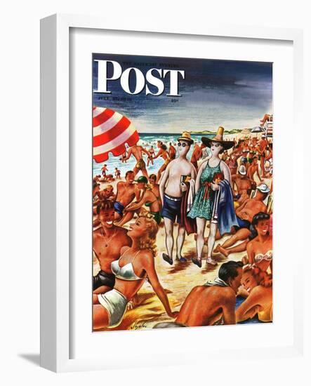 "Palefaces at the Beach," Saturday Evening Post Cover, July 27, 1946-Constantin Alajalov-Framed Premium Giclee Print