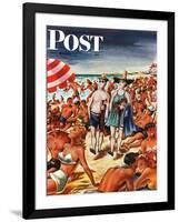 "Palefaces at the Beach," Saturday Evening Post Cover, July 27, 1946-Constantin Alajalov-Framed Giclee Print