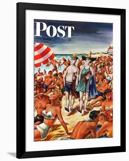 "Palefaces at the Beach," Saturday Evening Post Cover, July 27, 1946-Constantin Alajalov-Framed Giclee Print