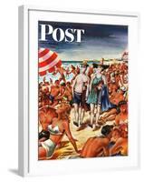 "Palefaces at the Beach," Saturday Evening Post Cover, July 27, 1946-Constantin Alajalov-Framed Giclee Print