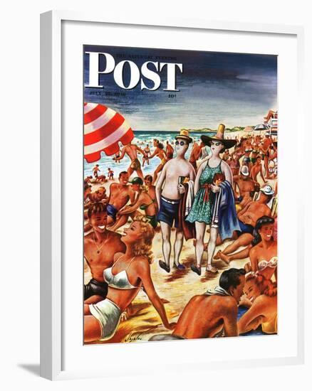 "Palefaces at the Beach," Saturday Evening Post Cover, July 27, 1946-Constantin Alajalov-Framed Giclee Print