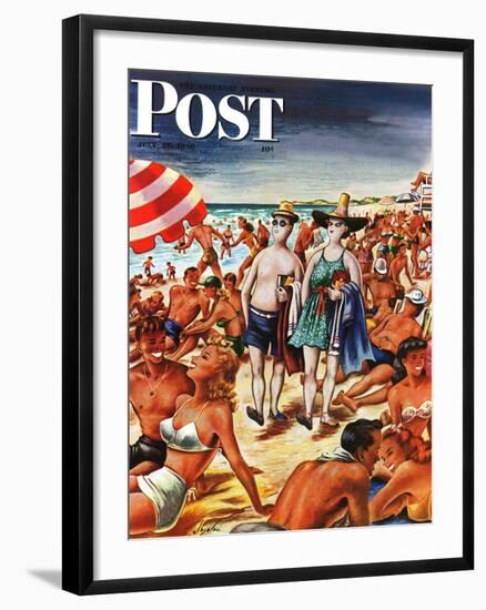 "Palefaces at the Beach," Saturday Evening Post Cover, July 27, 1946-Constantin Alajalov-Framed Giclee Print