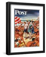 "Palefaces at the Beach," Saturday Evening Post Cover, July 27, 1946-Constantin Alajalov-Framed Premium Giclee Print