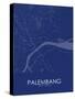 Palembang, Indonesia Blue Map-null-Stretched Canvas