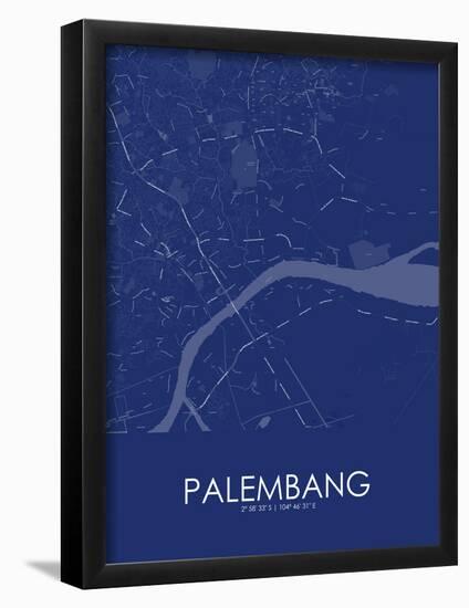 Palembang, Indonesia Blue Map-null-Framed Poster