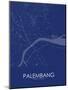 Palembang, Indonesia Blue Map-null-Mounted Poster