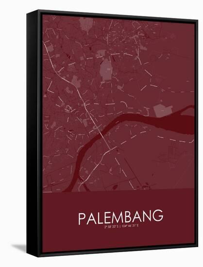 Palembang, Indonesia Red Map-null-Framed Stretched Canvas