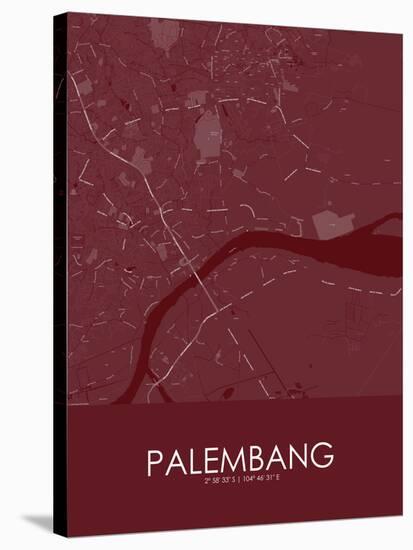 Palembang, Indonesia Red Map-null-Stretched Canvas