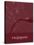 Palembang, Indonesia Red Map-null-Stretched Canvas