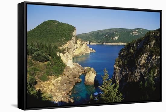 Paleokastritsa, Corfu, Greece-Hans Peter Merten-Framed Stretched Canvas