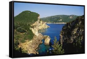 Paleokastritsa, Corfu, Greece-Hans Peter Merten-Framed Stretched Canvas