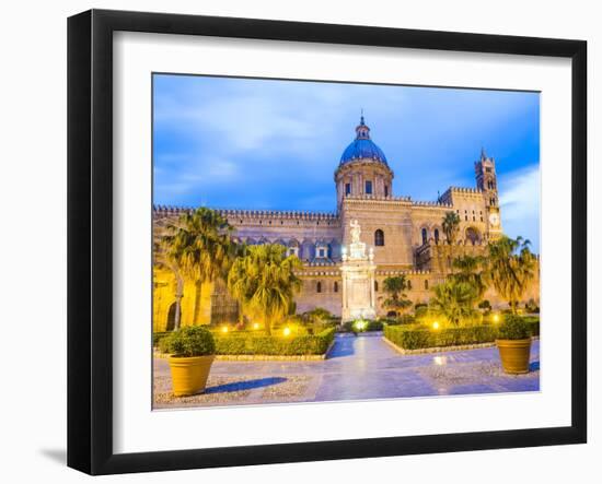 Palermo Cathedral (Duomo Di Palermo) at Night, Palermo, Sicily, Italy, Europe-Matthew Williams-Ellis-Framed Photographic Print