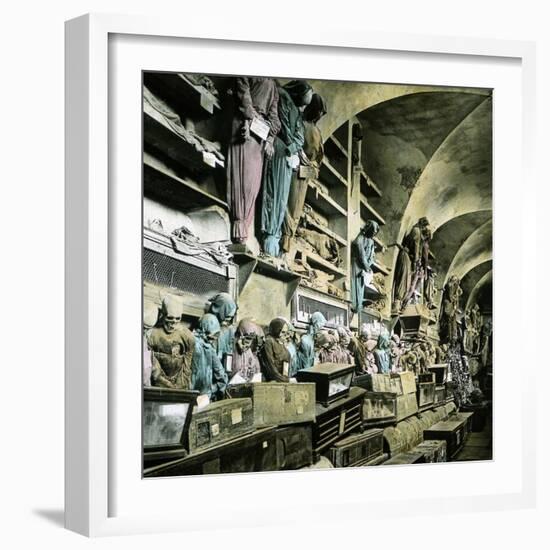 Palermo (Sicily), the Catacombs-Leon, Levy et Fils-Framed Photographic Print
