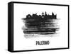 Palermo Skyline Brush Stroke - Black II-NaxArt-Framed Stretched Canvas