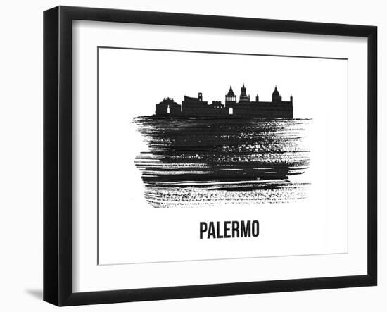 Palermo Skyline Brush Stroke - Black II-NaxArt-Framed Art Print