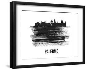 Palermo Skyline Brush Stroke - Black II-NaxArt-Framed Art Print