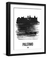 Palermo Skyline Brush Stroke - Black-NaxArt-Framed Art Print