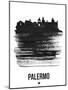 Palermo Skyline Brush Stroke - Black-NaxArt-Mounted Art Print