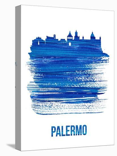 Palermo Skyline Brush Stroke - Blue-NaxArt-Stretched Canvas