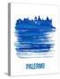 Palermo Skyline Brush Stroke - Blue-NaxArt-Stretched Canvas