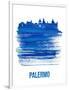 Palermo Skyline Brush Stroke - Blue-NaxArt-Framed Art Print