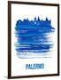 Palermo Skyline Brush Stroke - Blue-NaxArt-Framed Art Print