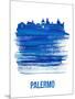 Palermo Skyline Brush Stroke - Blue-NaxArt-Mounted Art Print