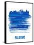 Palermo Skyline Brush Stroke - Blue-NaxArt-Framed Stretched Canvas