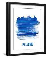 Palermo Skyline Brush Stroke - Blue-NaxArt-Framed Art Print