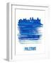 Palermo Skyline Brush Stroke - Blue-NaxArt-Framed Art Print